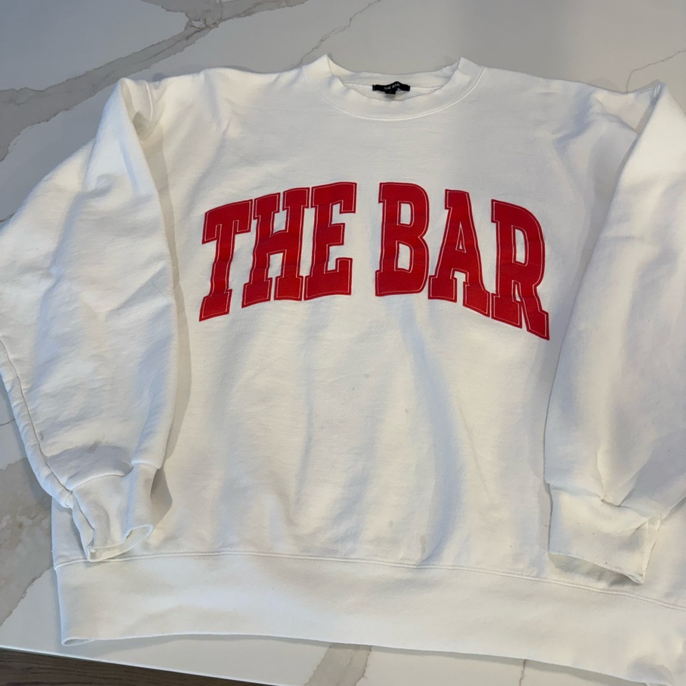 The Bar White Sweatshirt with Red Logo